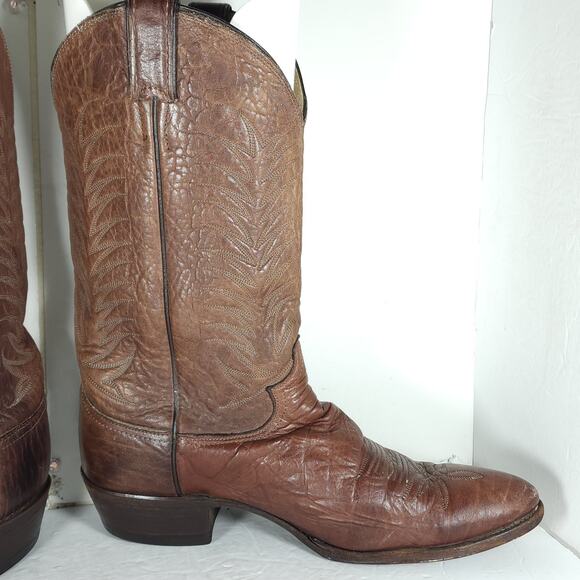Justin Men\'s Vintage 1306 US 12D Brown Leather Cowboy Boots Made in USA main image 5